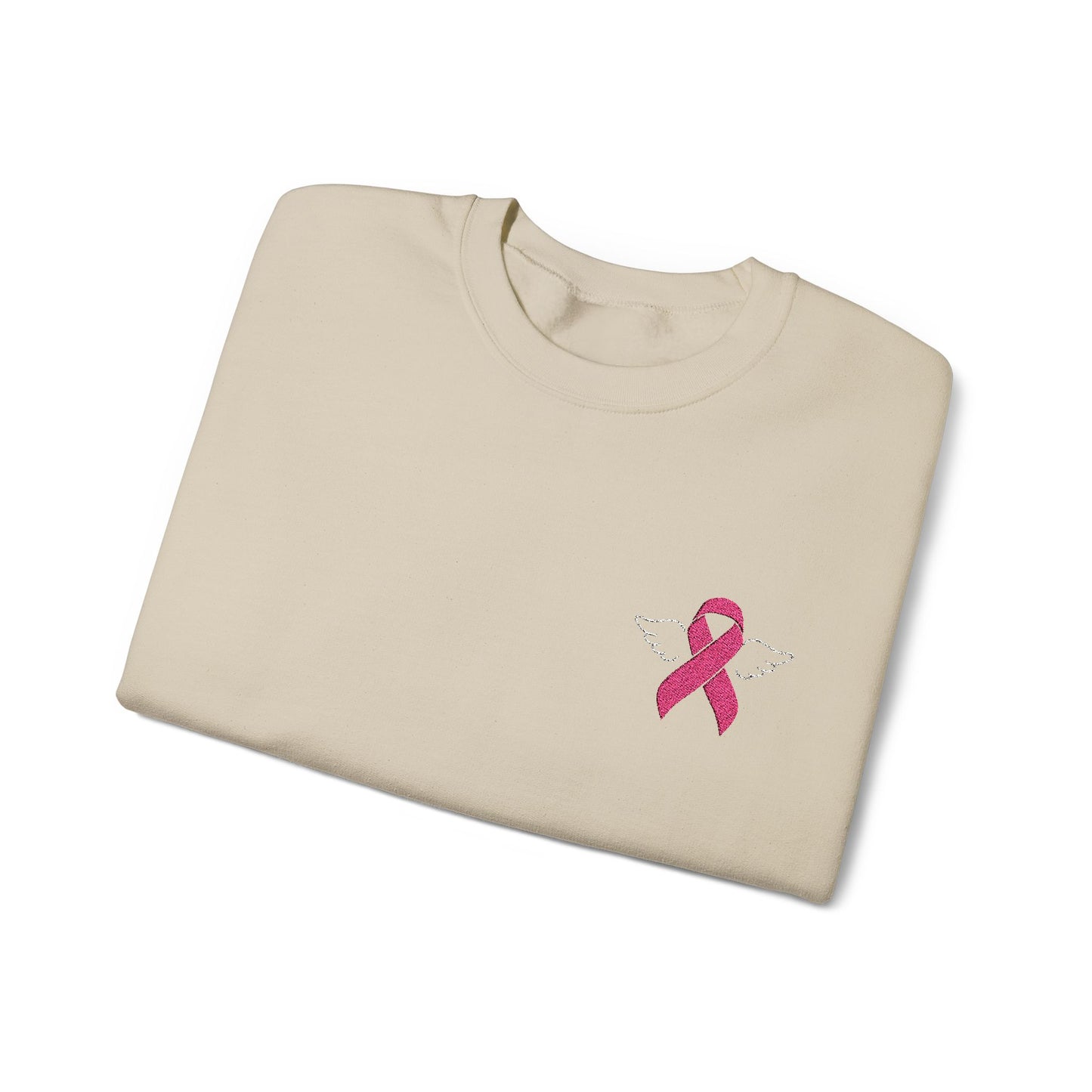 Embroidered Cancer Ribbon With Angel Wings