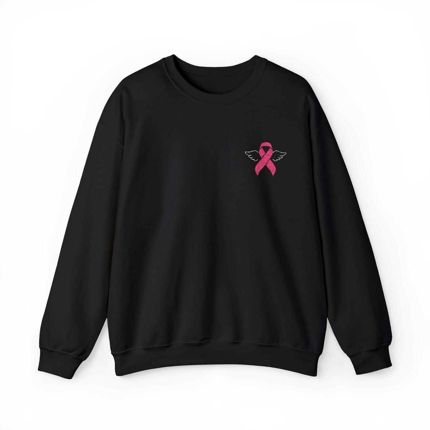 Embroidered Cancer Ribbon With Angel Wings