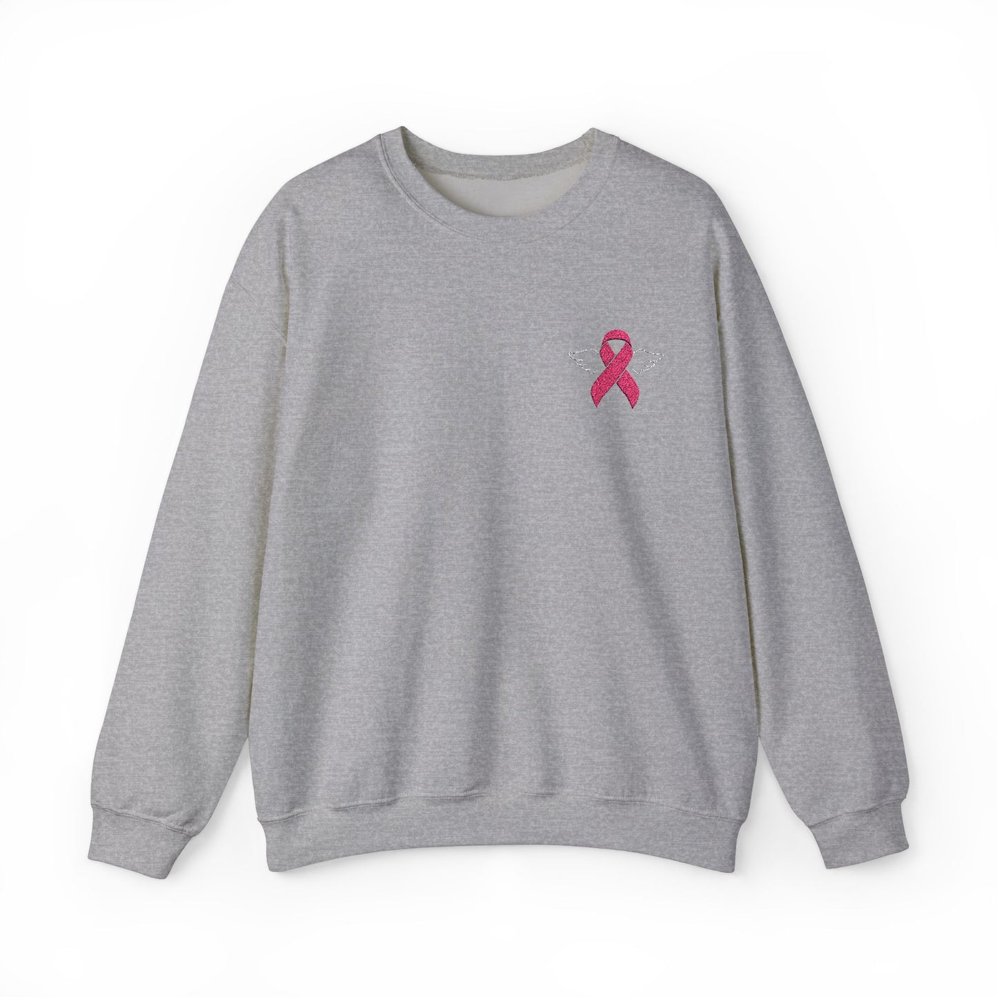Embroidered Cancer Ribbon With Angel Wings