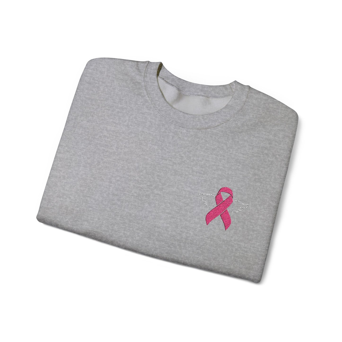 Embroidered Cancer Ribbon With Angel Wings