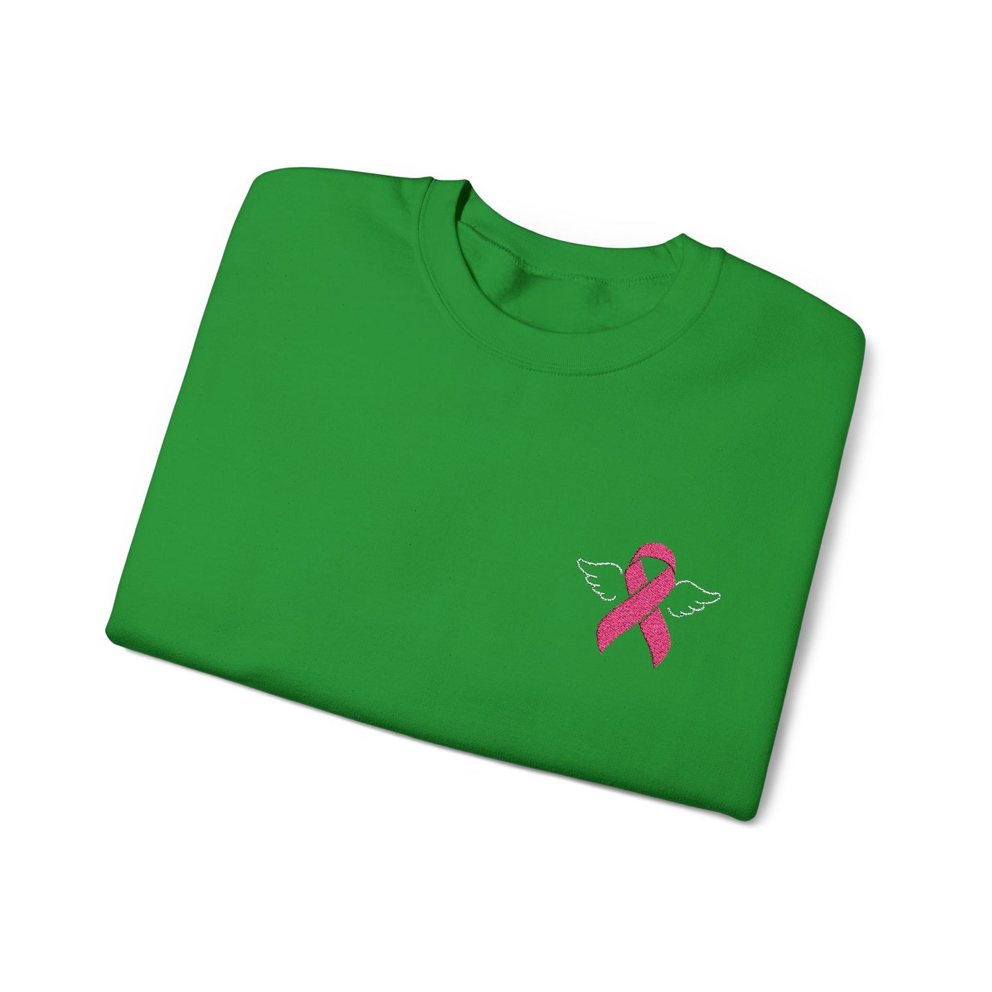 Embroidered Cancer Ribbon With Angel Wings