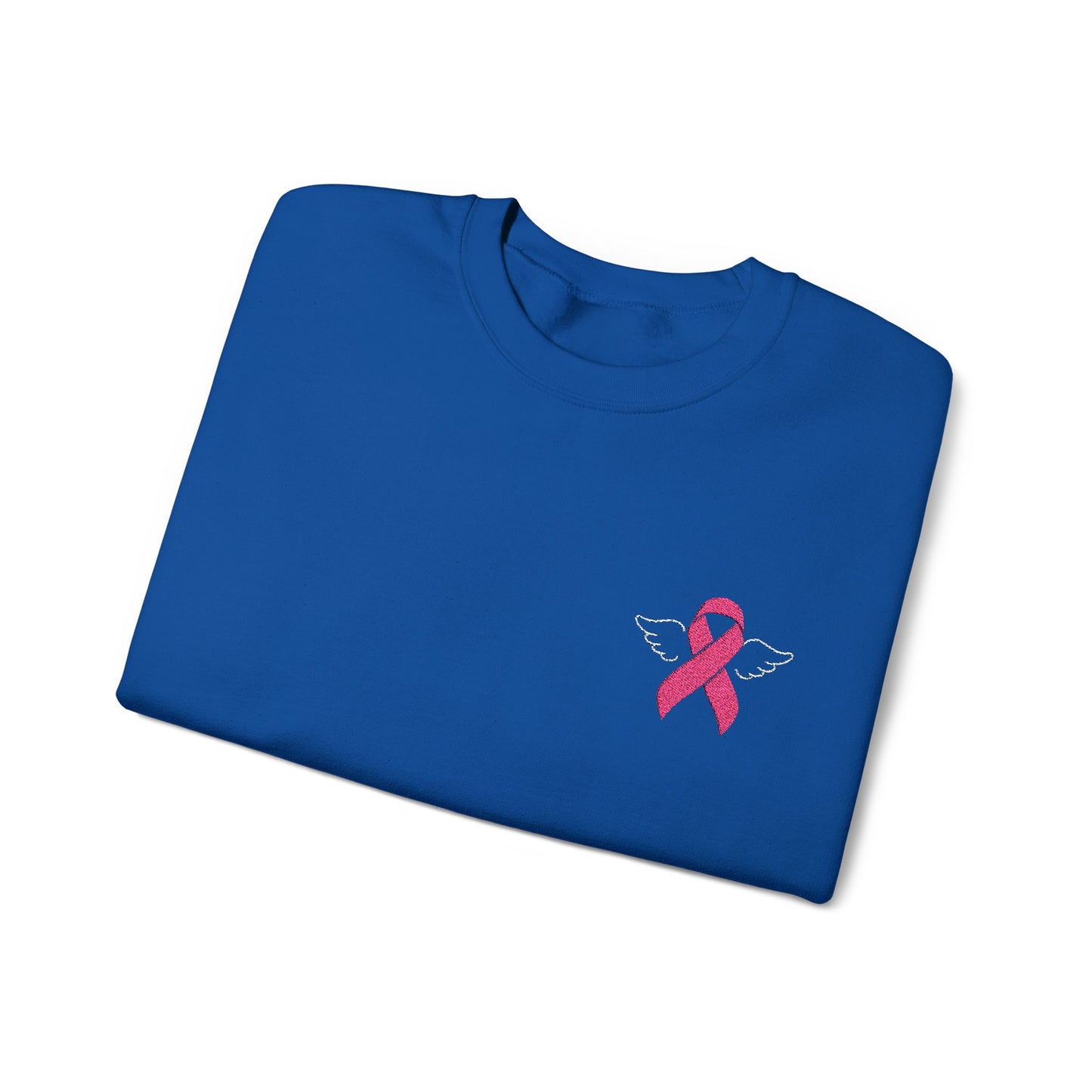 Embroidered Cancer Ribbon With Angel Wings