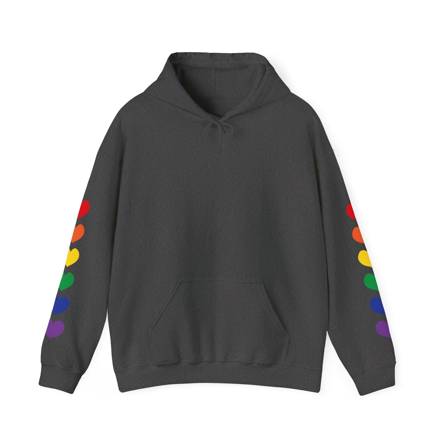 MULTI-COLORED HEARTS ON SLEEVES HOODIE