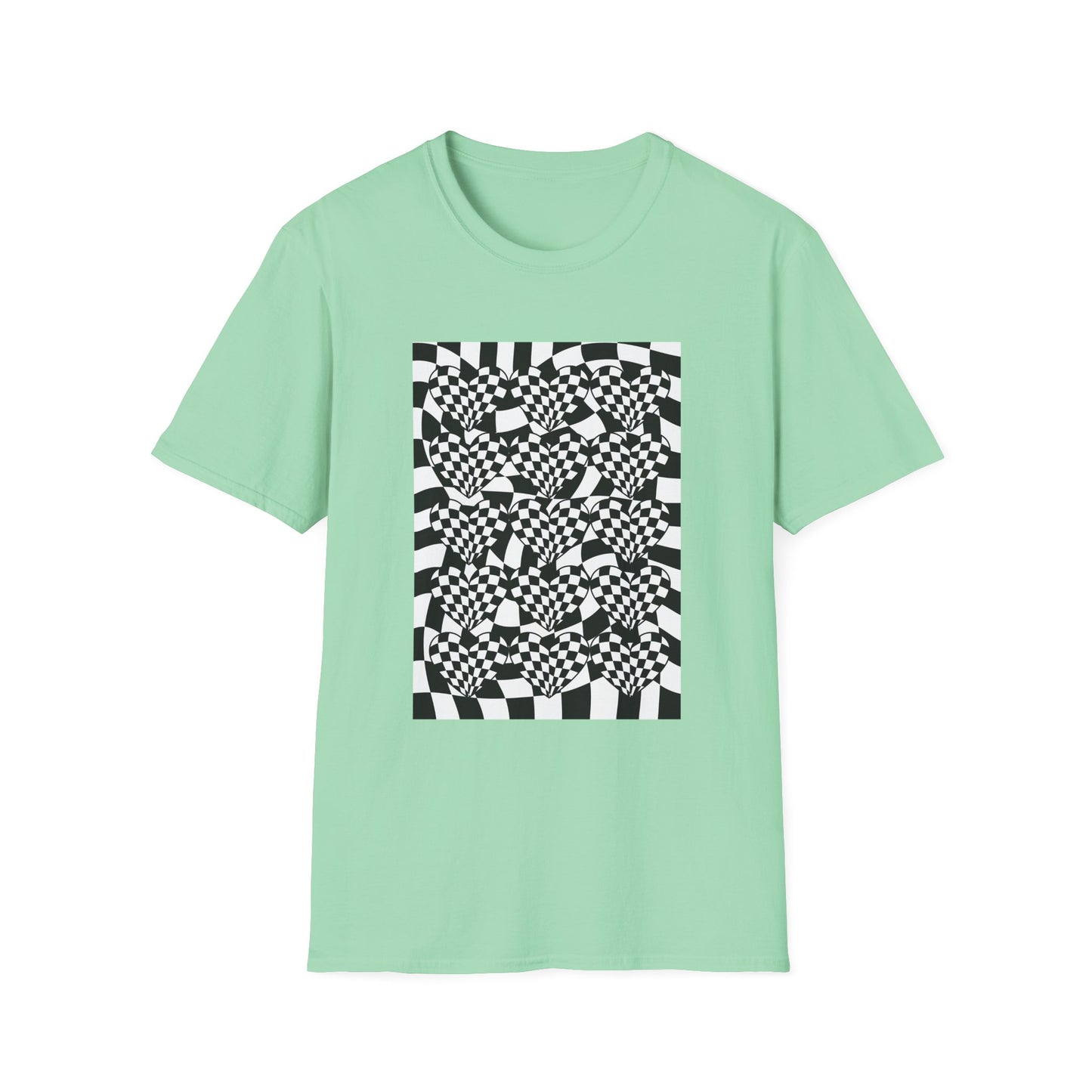 Checkered hearts on Checker Board T-Shirt