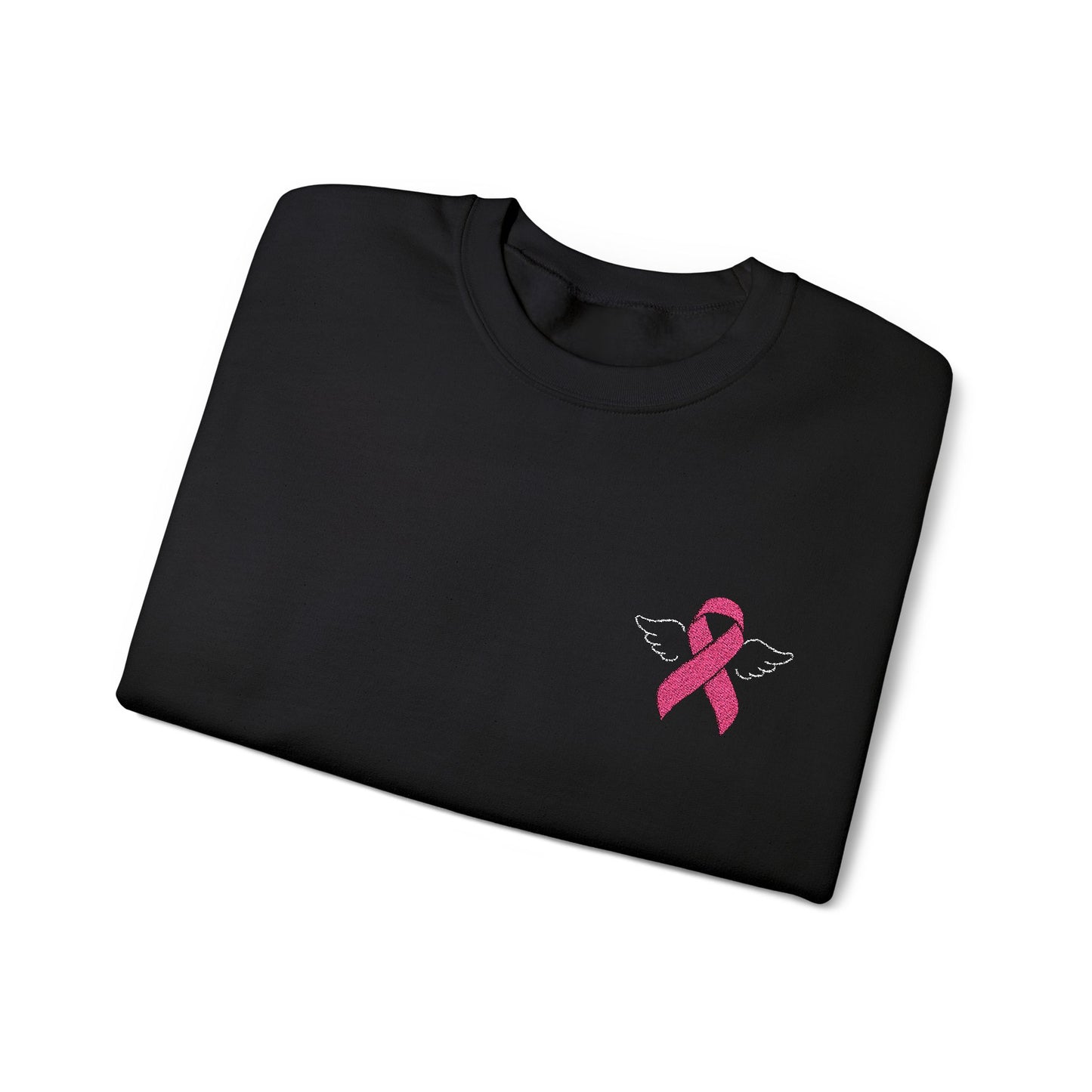 Embroidered Cancer Ribbon With Angel Wings