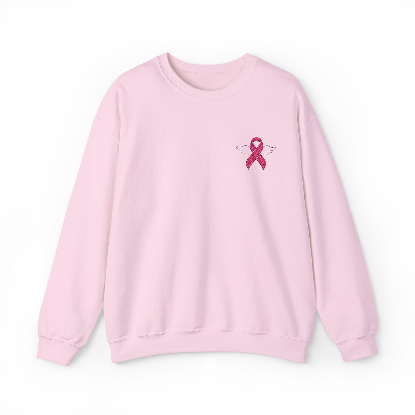 Embroidered Cancer Ribbon With Angel Wings