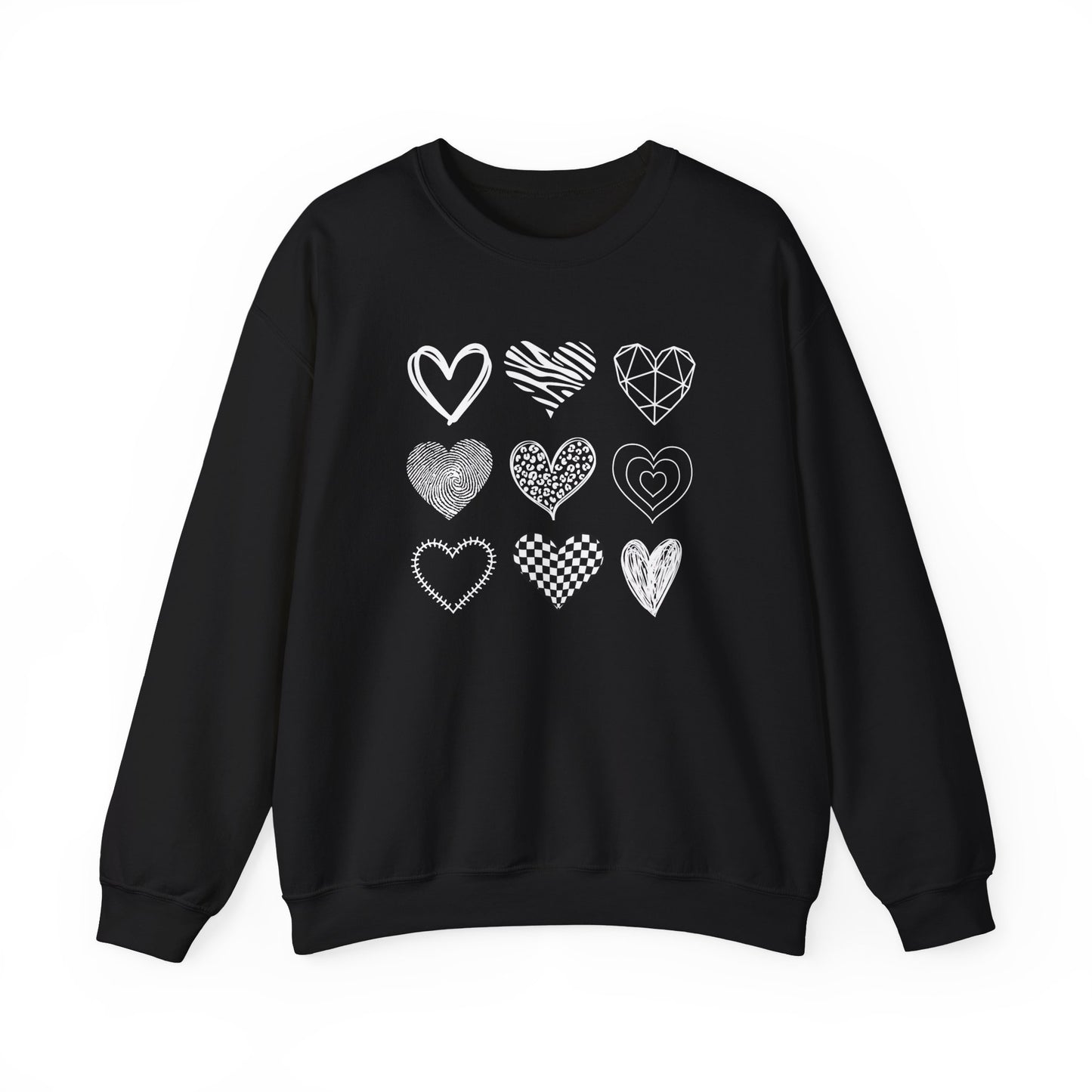 White Hearts On Black Sweatshirt