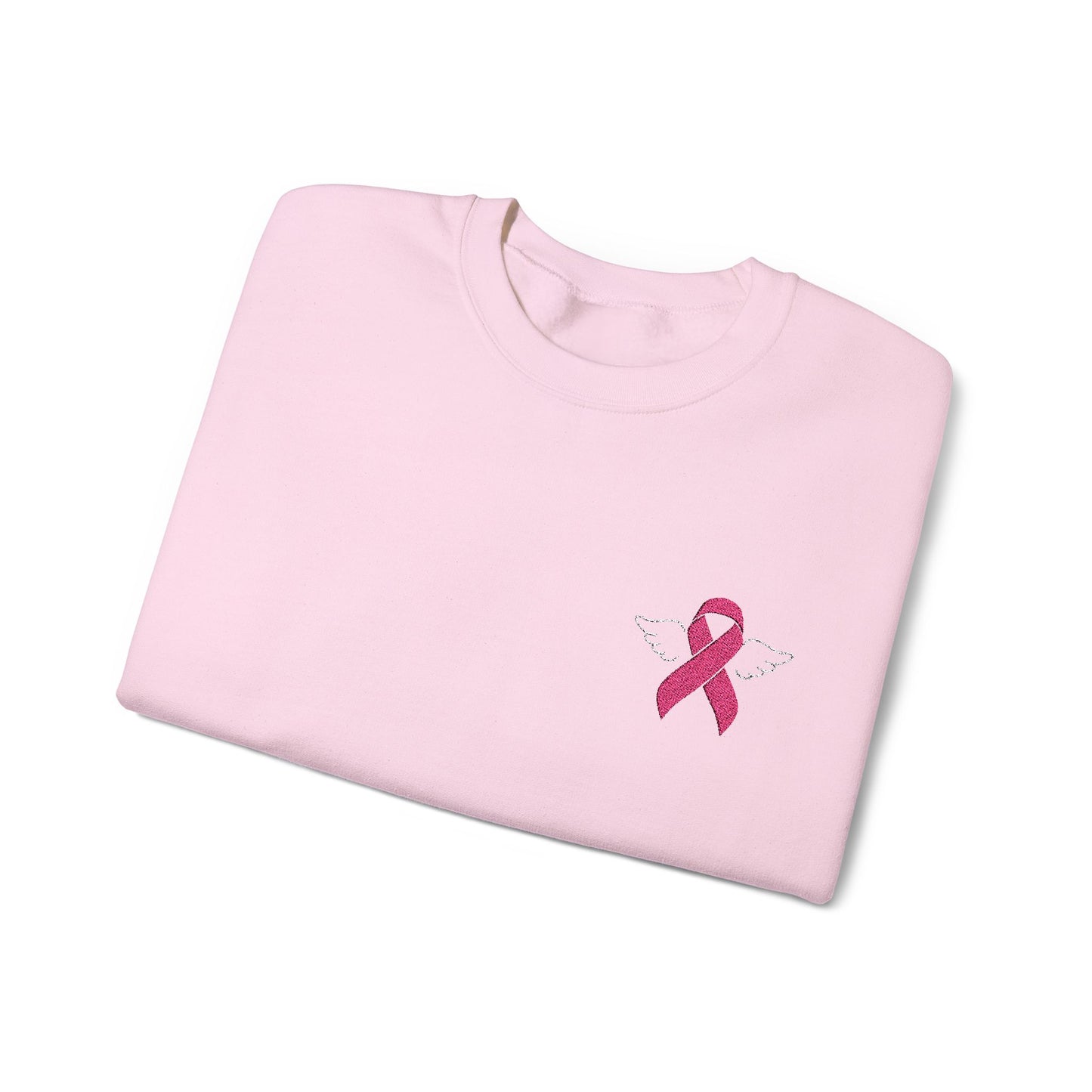 Embroidered Cancer Ribbon With Angel Wings