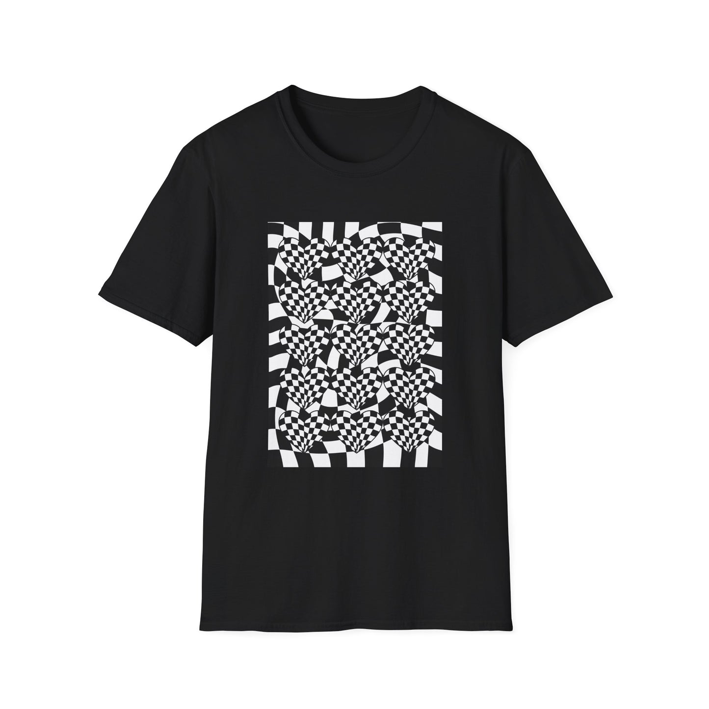 Checkered hearts on Checker Board T-Shirt