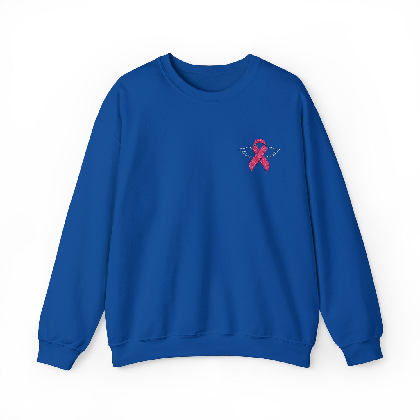 Embroidered Cancer Ribbon With Angel Wings