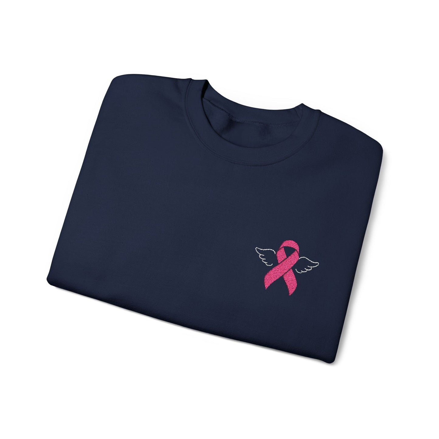 Embroidered Cancer Ribbon With Angel Wings