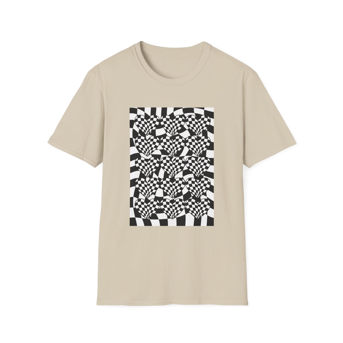 Checkered hearts on Checker Board T-Shirt