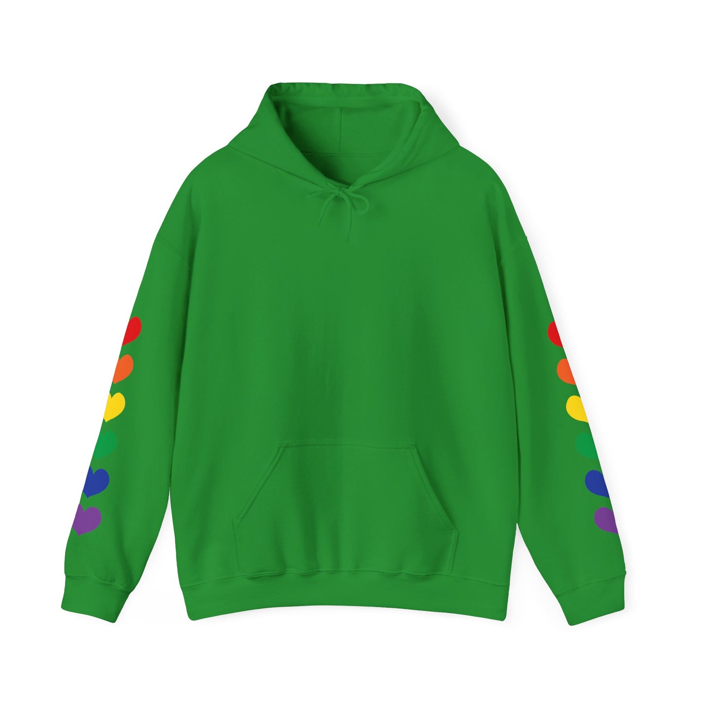 MULTI-COLORED HEARTS ON SLEEVES HOODIE
