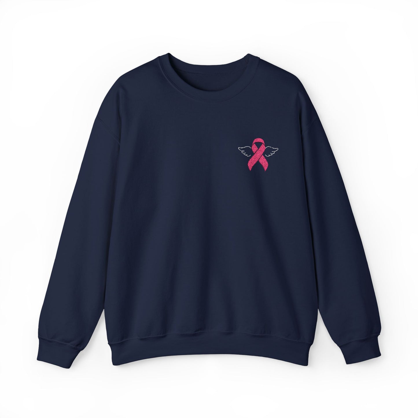 Embroidered Cancer Ribbon With Angel Wings