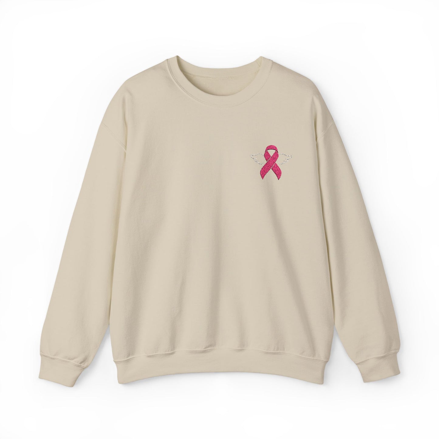 Embroidered Cancer Ribbon With Angel Wings