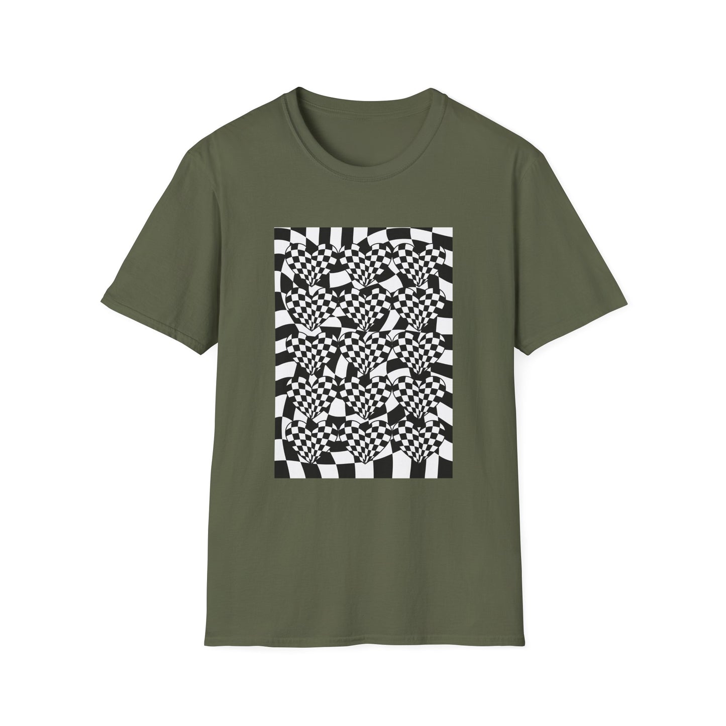 Checkered hearts on Checker Board T-Shirt