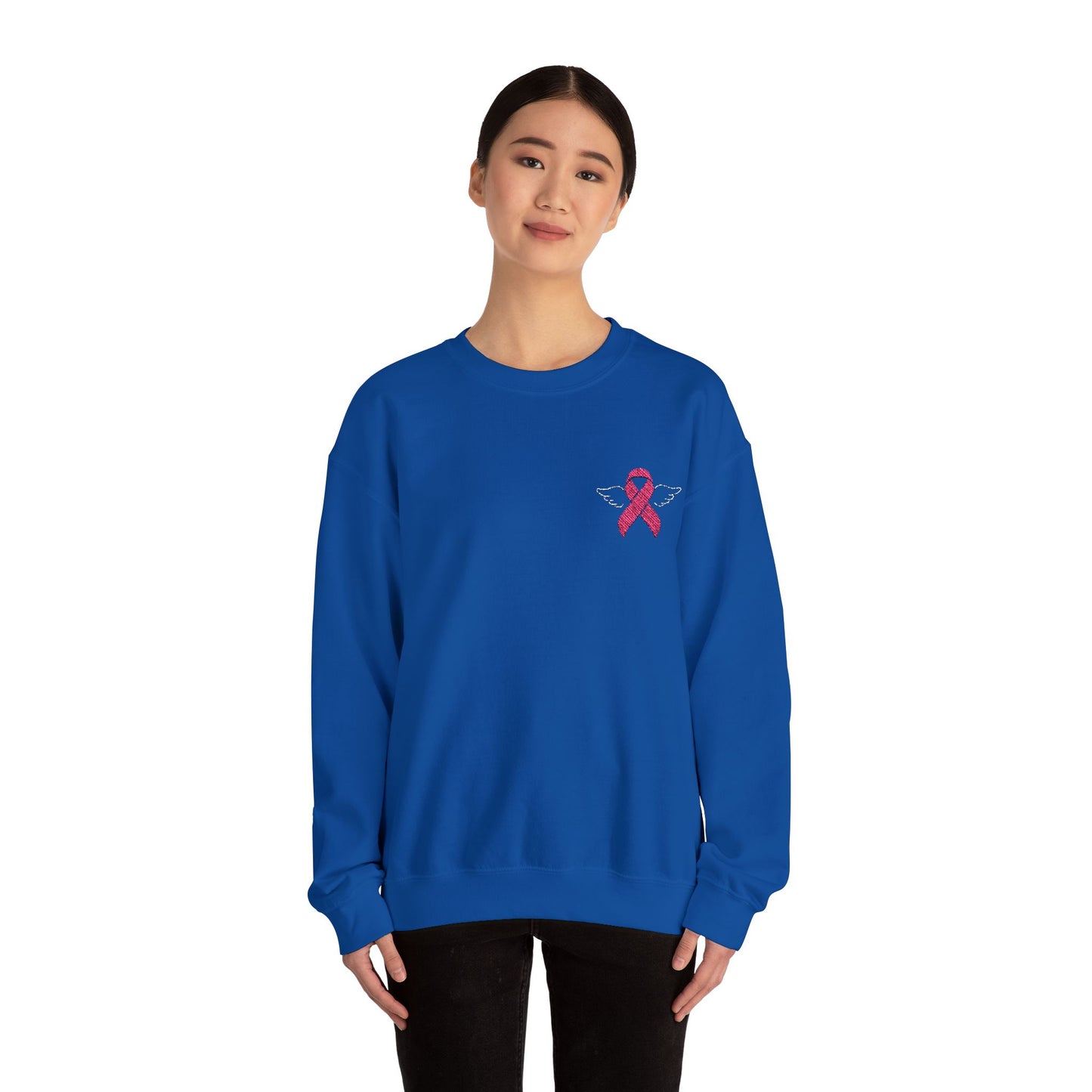 Embroidered Cancer Ribbon With Angel Wings