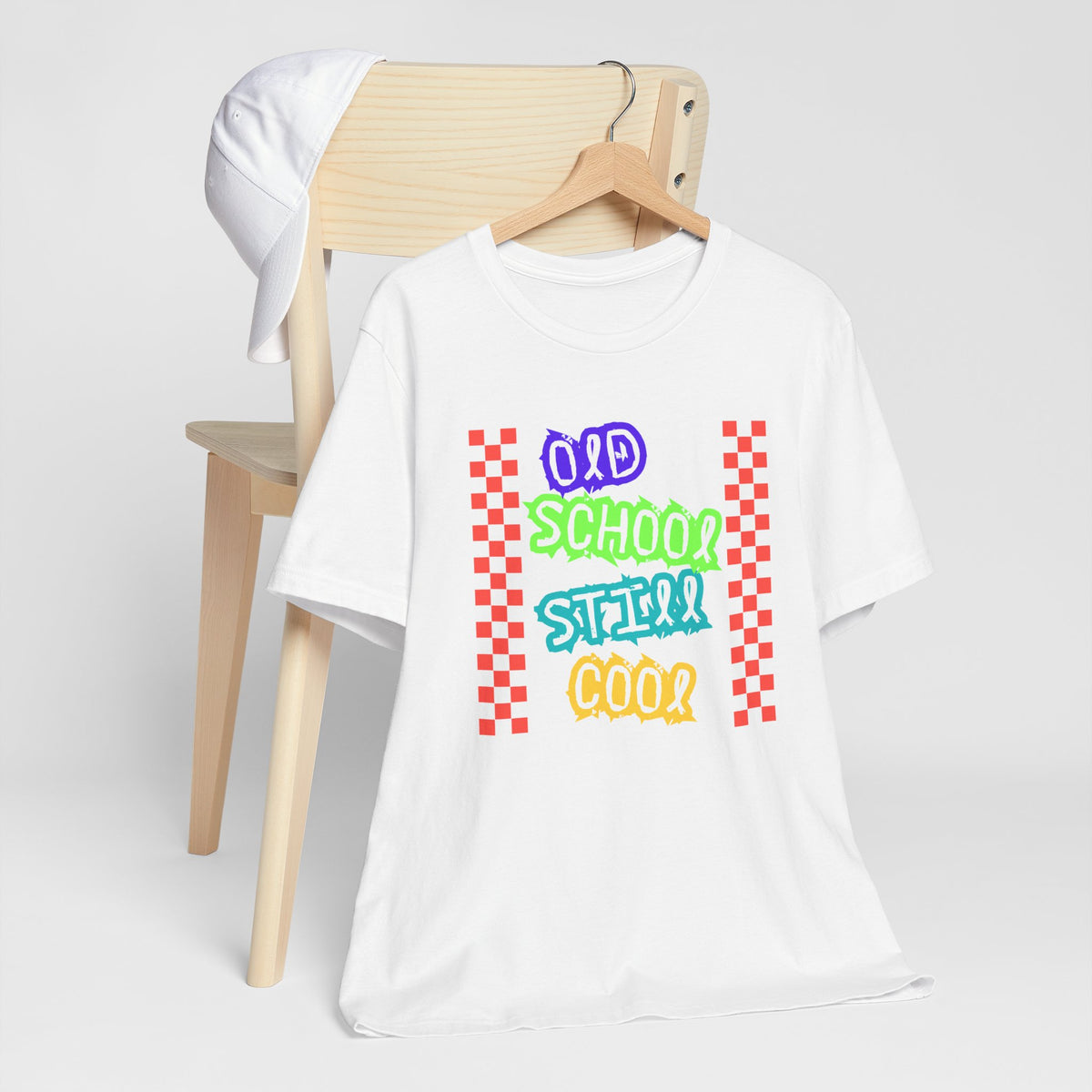 Old School Still Cool Graphic Tee — Retro Checkerboard Nostalgic T-Shirt