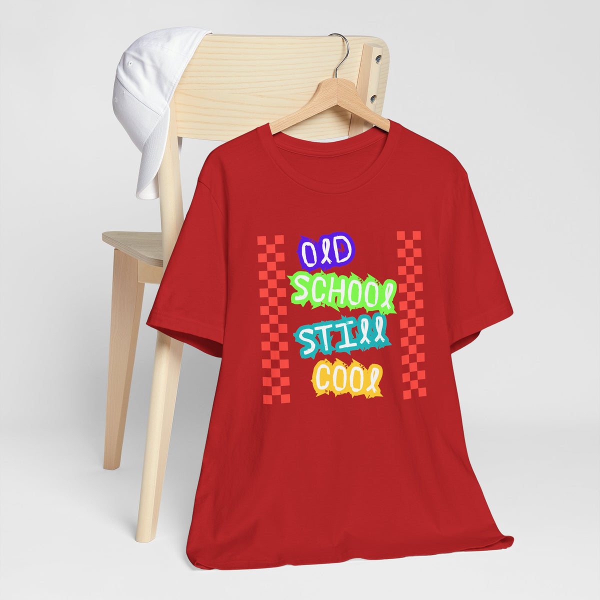 Old School Still Cool Graphic Tee — Retro Checkerboard Nostalgic T-Shirt