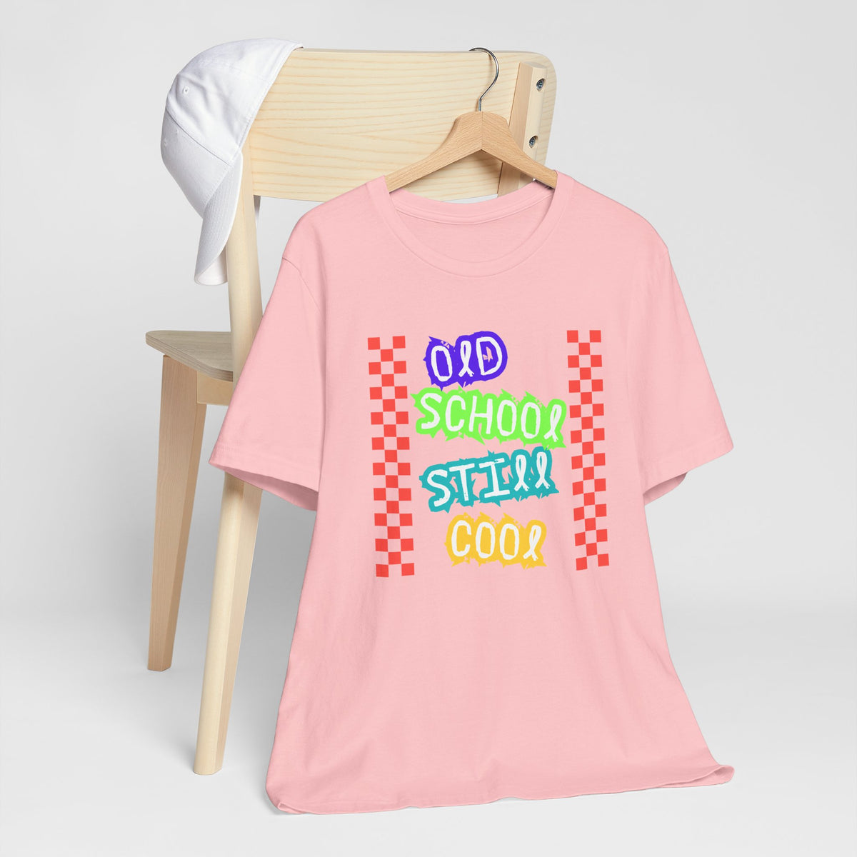 Old School Still Cool Graphic Tee — Retro Checkerboard Nostalgic T-Shirt