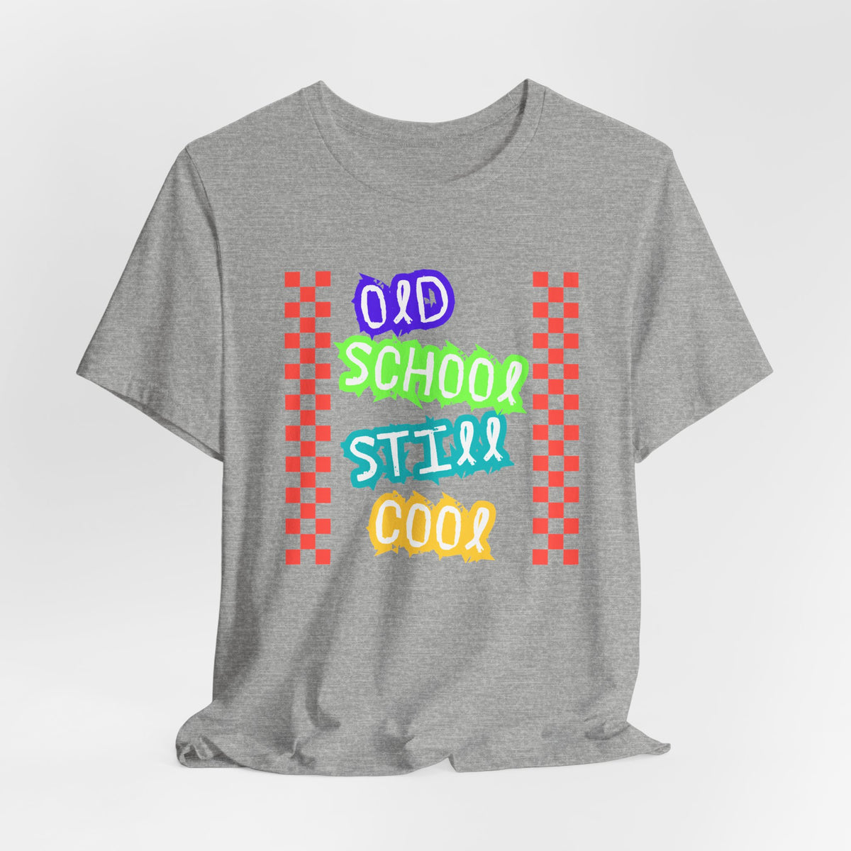 Old School Still Cool Graphic Tee — Retro Checkerboard Nostalgic T-Shirt