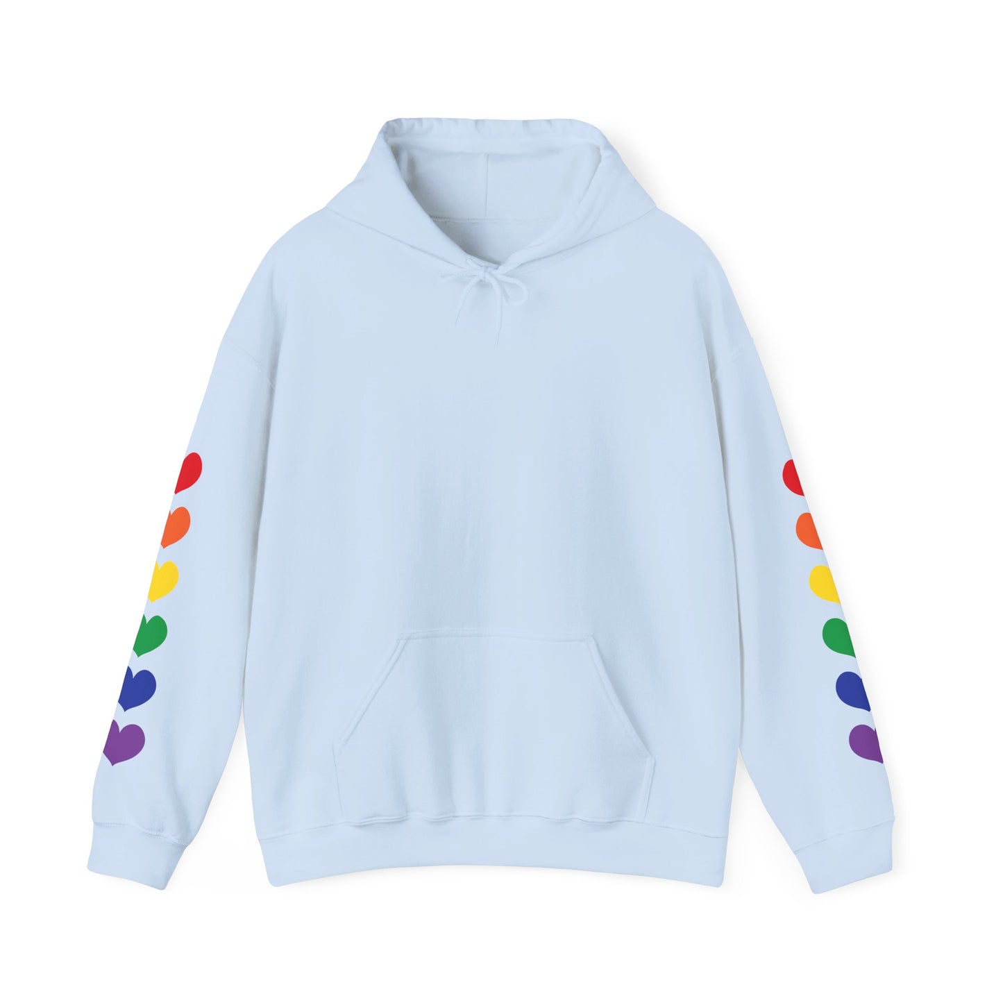 MULTI-COLORED HEARTS ON SLEEVES HOODIE