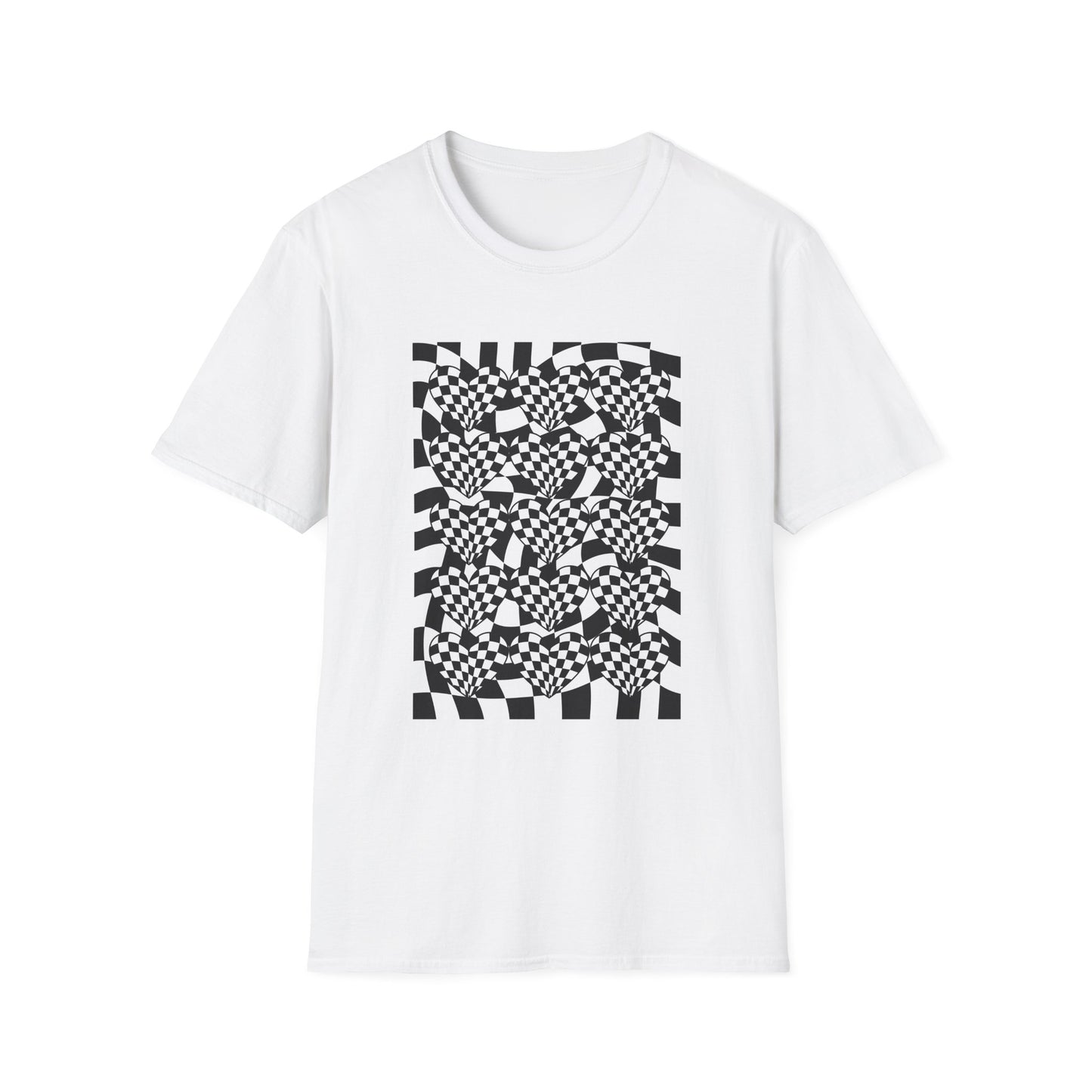 Checkered hearts on Checker Board T-Shirt