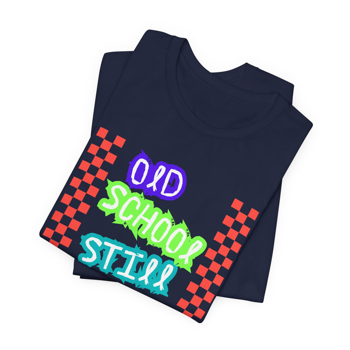 Old School Still Cool Graphic Tee — Retro Checkerboard Nostalgic T-Shirt
