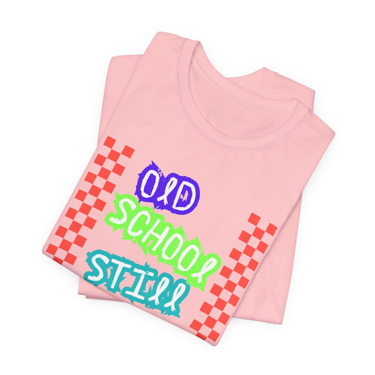 Old School Still Cool Graphic Tee — Retro Checkerboard Nostalgic T-Shirt