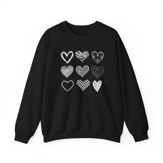 White Hearts On Black Sweatshirt