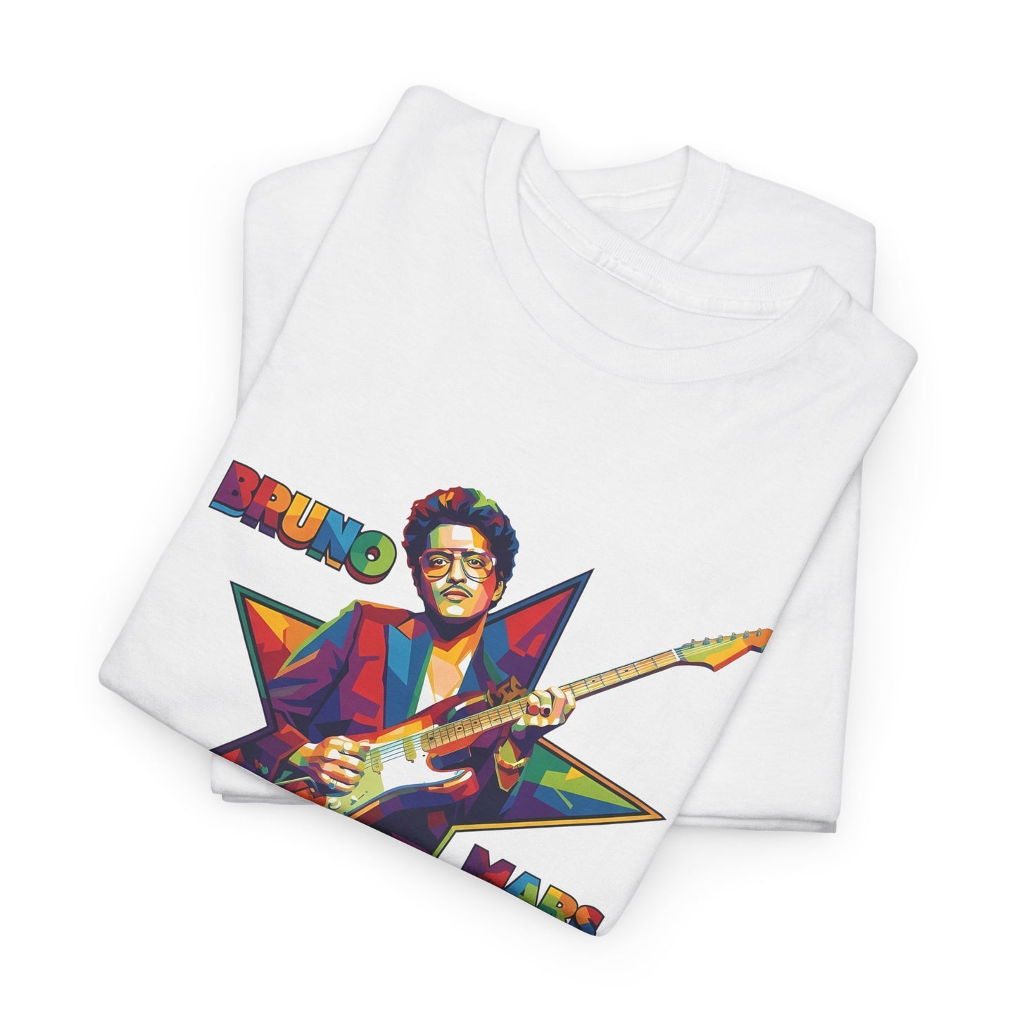 Bruno Mars Star Guitar Tee — Retro Neon
