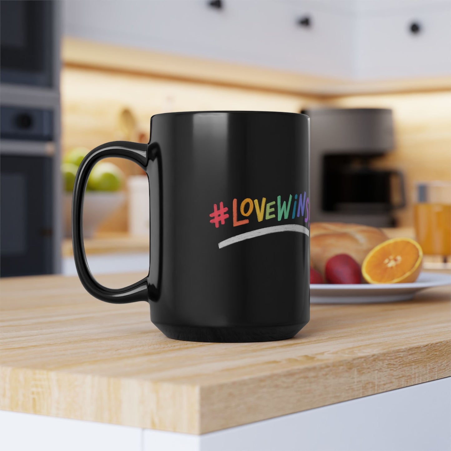 Love Wins / LGBTQ / Black 15oz Ceramic Mug