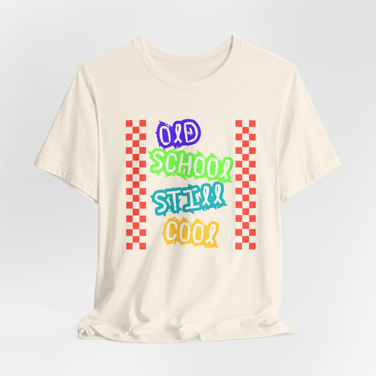Old School Still Cool Graphic Tee — Retro Checkerboard Nostalgic T-Shirt
