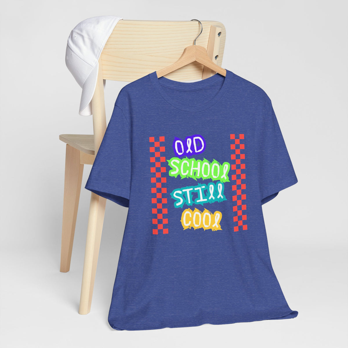 Old School Still Cool Graphic Tee — Retro Checkerboard Nostalgic T-Shirt