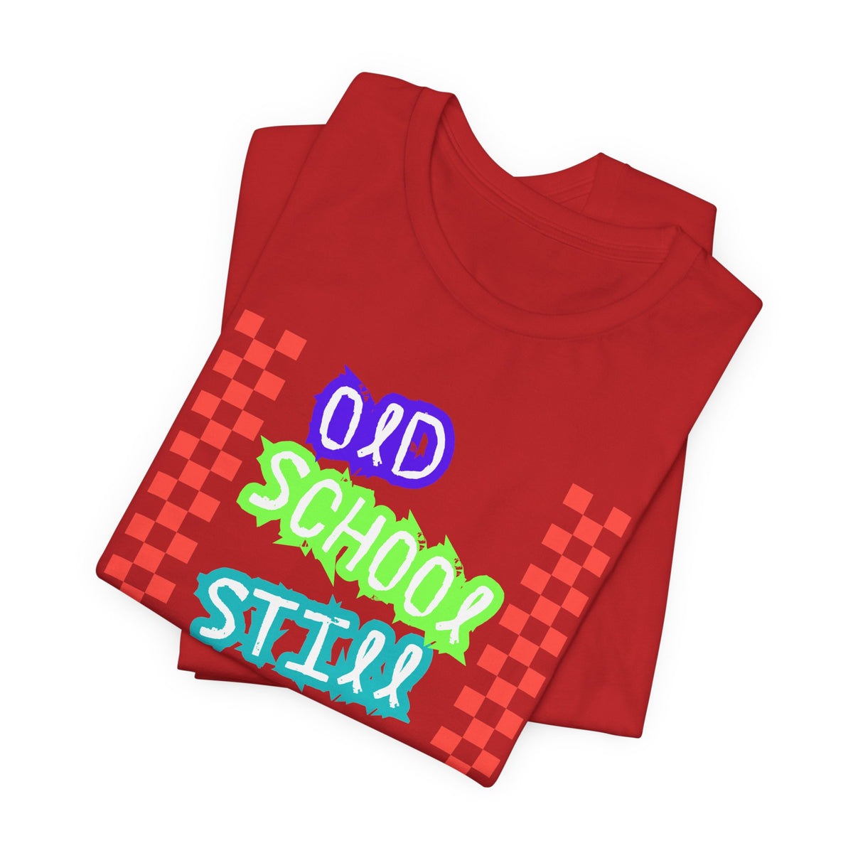 Old School Still Cool Graphic Tee — Retro Checkerboard Nostalgic T-Shirt