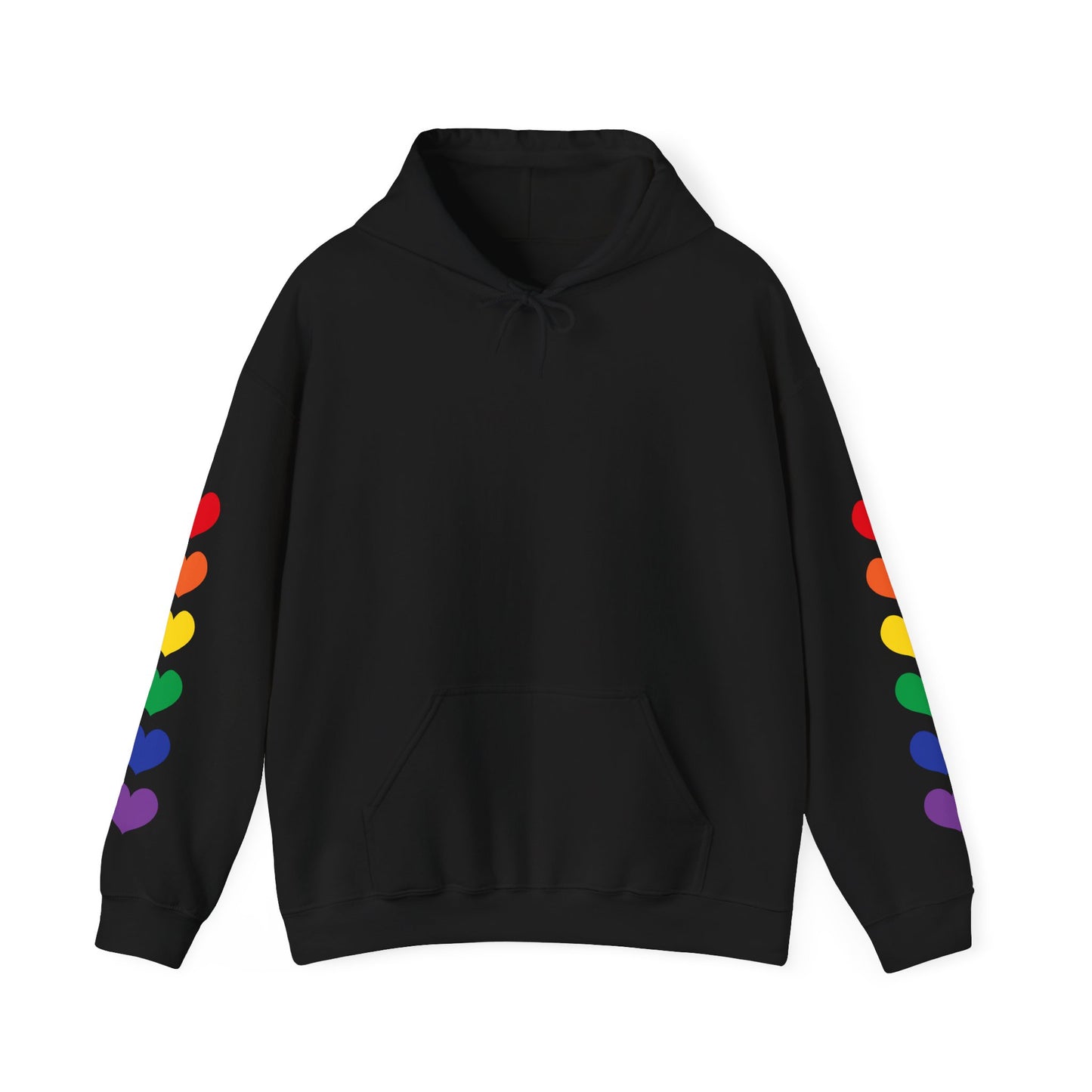 MULTI-COLORED HEARTS ON SLEEVES HOODIE