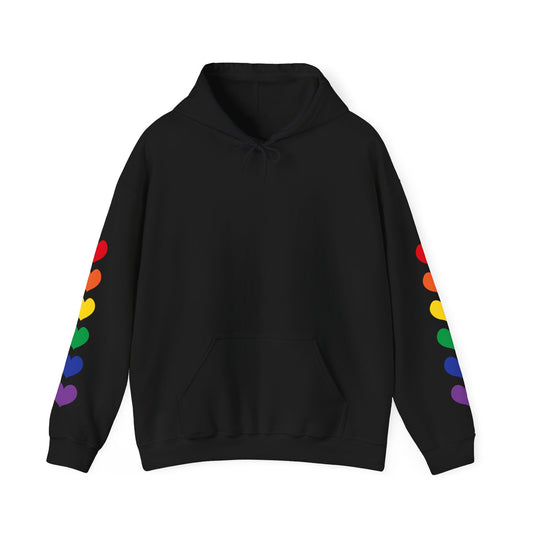 MULTI-COLORED HEARTS ON SLEEVES HOODIE
