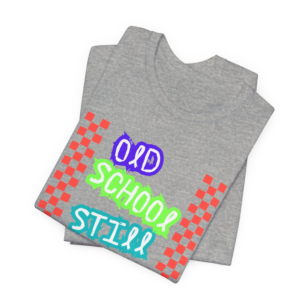 Old School Still Cool Graphic Tee — Retro Checkerboard Nostalgic T-Shirt