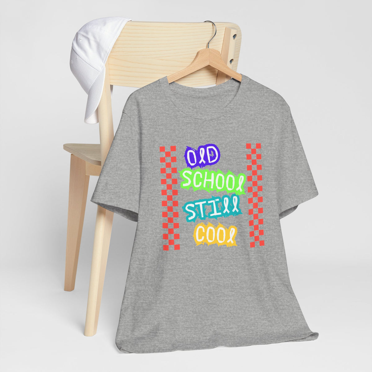 Old School Still Cool Graphic Tee — Retro Checkerboard Nostalgic T-Shirt