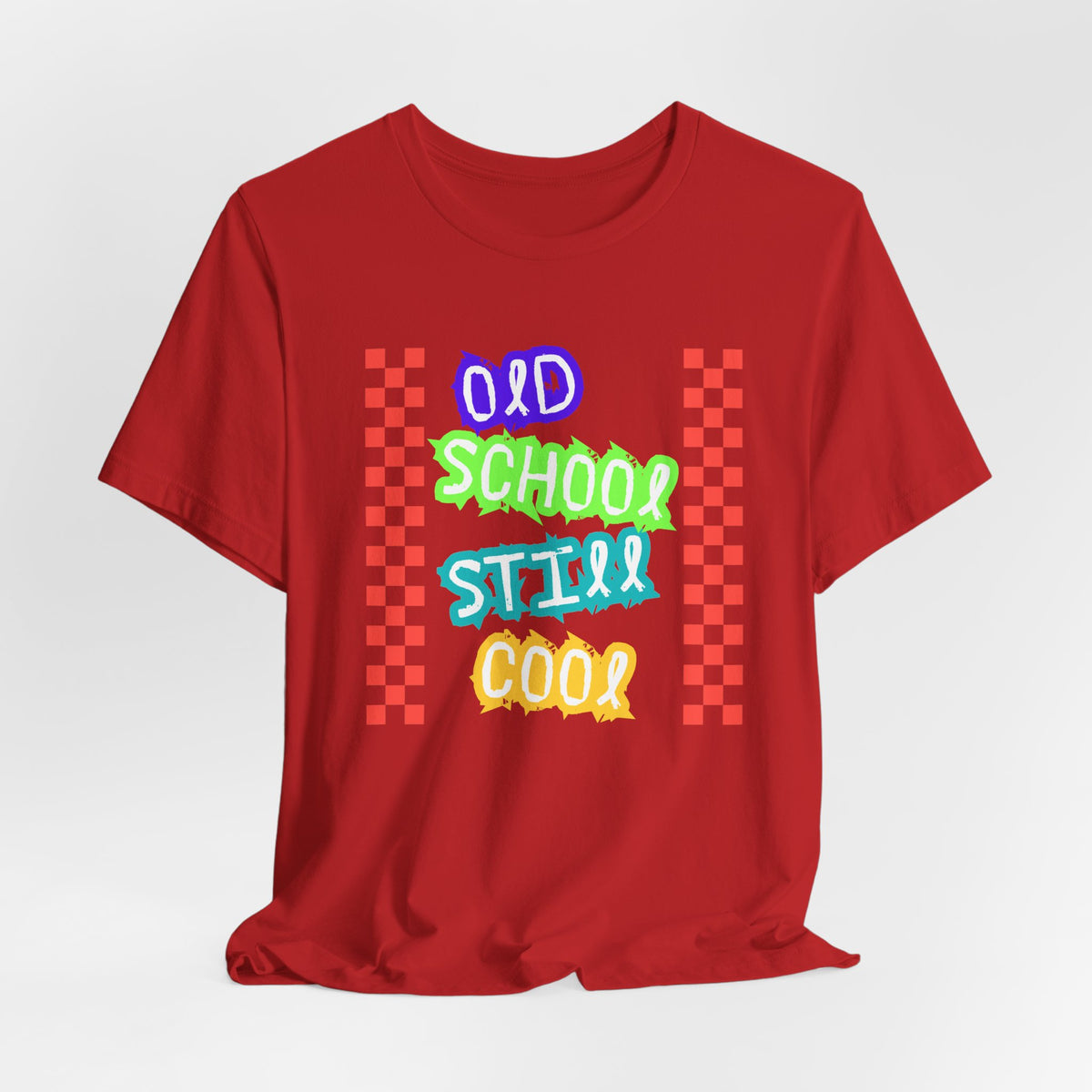 Old School Still Cool Graphic Tee — Retro Checkerboard Nostalgic T-Shirt