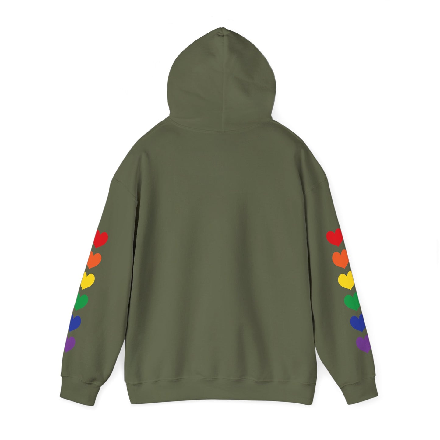 MULTI-COLORED HEARTS ON SLEEVES HOODIE